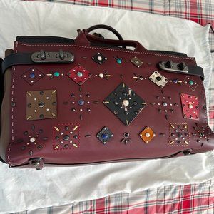 NWT Coach Double Swagger 43 with Patchwork Prairie Rivets & Snakeskin Detail